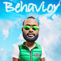 a man wearing sunglasses and a green vest with the word behavior on it